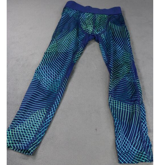 All In Motion Kids Compression Leggings Blue Green Pattern XS 4/5 Athletic Pants - Picture 1 of 8